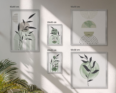 Wanddecoratie compositie Stijlvolle plantafbeeldingen