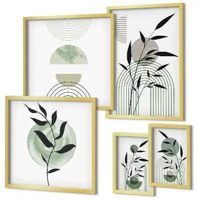 Wanddecoratie met planten stijlvolle compositie van plantafbeeldingen