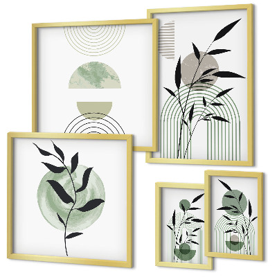 Wanddecoratie compositie Stijlvolle plantafbeeldingen
