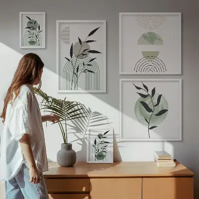 Wanddecoratie met planten stijlvolle compositie van plantafbeeldingen