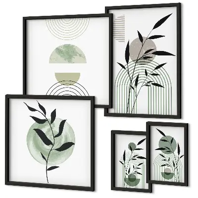 Wanddecoratie met planten stijlvolle compositie van plantafbeeldingen