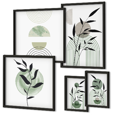 Wanddecoratie compositie Stijlvolle plantafbeeldingen