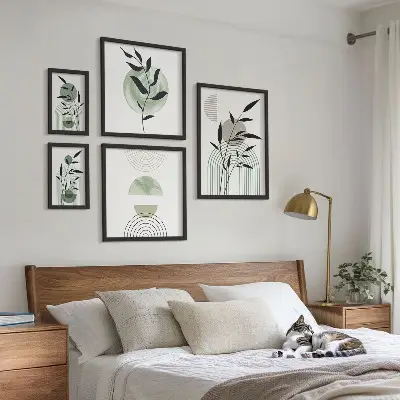 Wanddecoratie met planten stijlvolle compositie van plantafbeeldingen