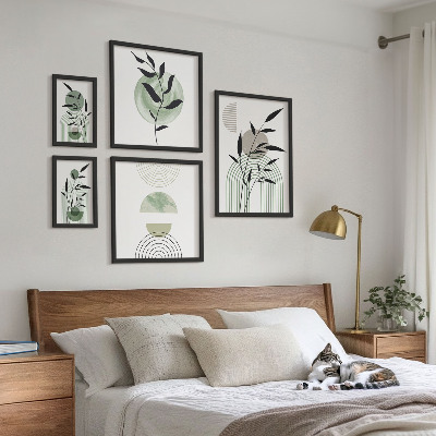 Wanddecoratie compositie Stijlvolle plantafbeeldingen