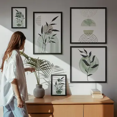Wanddecoratie met planten stijlvolle compositie van plantafbeeldingen