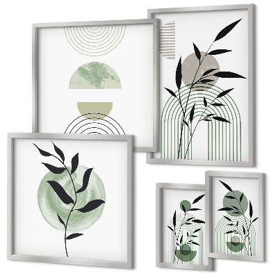 Wanddecoratie compositie Stijlvolle plantafbeeldingen