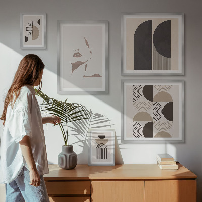Moderne schilderijen set Stijlvolle geometrische portretten