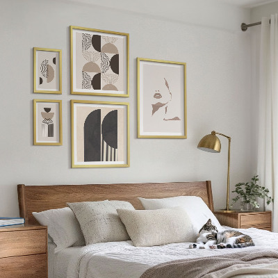 Moderne schilderijen set Stijlvolle geometrische portretten