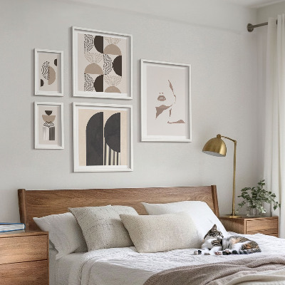 Moderne schilderijen set Stijlvolle geometrische portretten