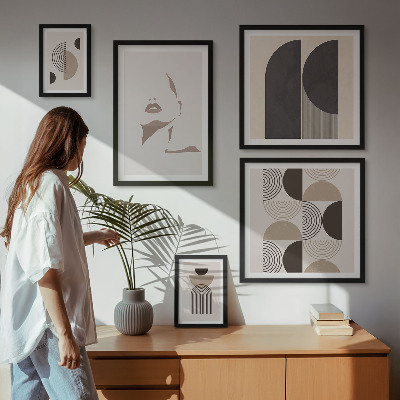 Moderne schilderijen set Stijlvolle geometrische portretten
