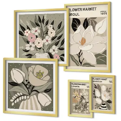 Gallery wall met bloemenpatronen uit Londen en Seoul