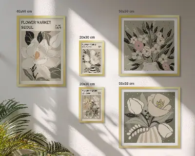 Gallery wall met bloemenpatronen uit Londen en Seoul