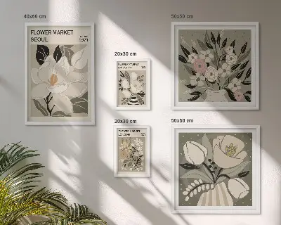 Gallery wall met bloemenpatronen uit Londen en Seoul