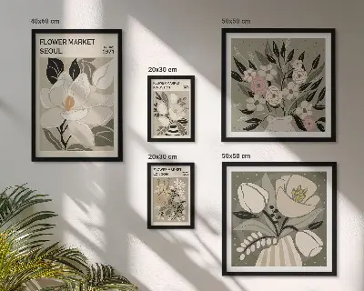 Gallery wall met bloemenpatronen uit Londen en Seoul