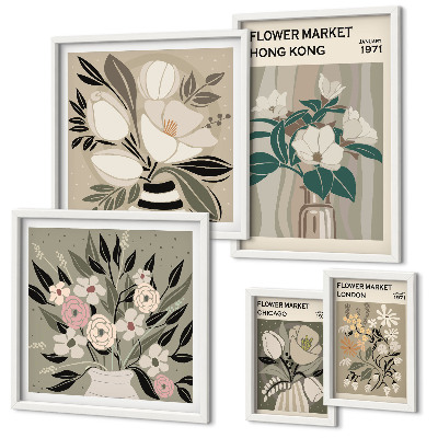 Moderne schilderijen set Retro vintage bloemenmarkt