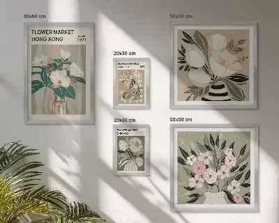 Moderne schilderijen set met retro vintage bloemenmarkt design