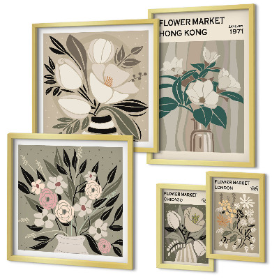 Moderne schilderijen set Retro vintage bloemenmarkt