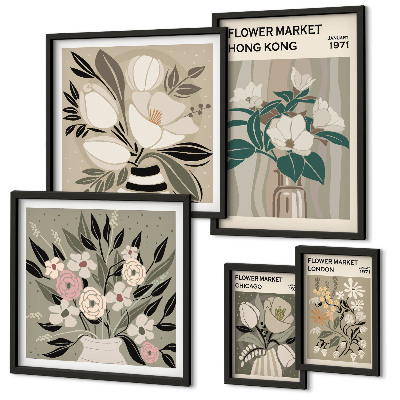 Moderne schilderijen set Retro vintage bloemenmarkt