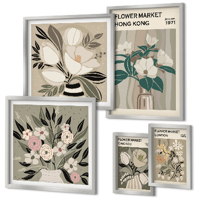 Moderne schilderijen set Retro vintage bloemenmarkt
