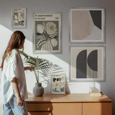 Stijlvolle bloemarrangementen galerijwand