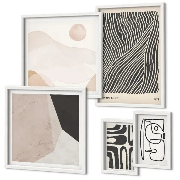 Wanddecoratie compositie minimalistische abstracte aardpatronen