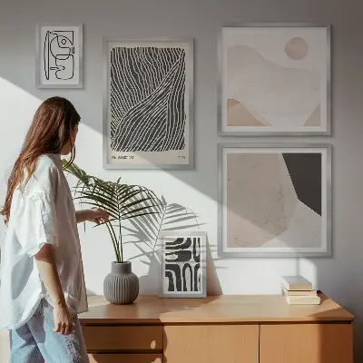 Wanddecoratie compositie minimalistische abstracte aardpatronen