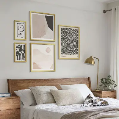 Wanddecoratie compositie minimalistische abstracte aardpatronen