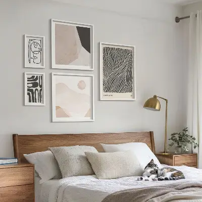 Wanddecoratie compositie minimalistische abstracte aardpatronen