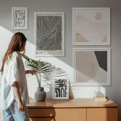 Wanddecoratie compositie minimalistische abstracte aardpatronen