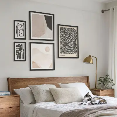 Wanddecoratie compositie minimalistische abstracte aardpatronen
