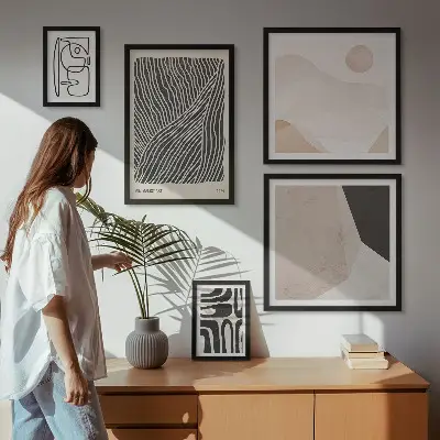 Wanddecoratie compositie minimalistische abstracte aardpatronen