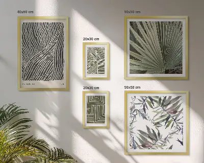 Set van moderne schilderijen met minimalistische patronen van planten