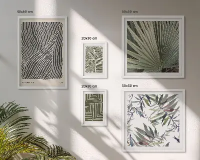 Set van moderne schilderijen met minimalistische patronen van planten