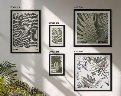 Set van moderne schilderijen met minimalistische patronen van planten