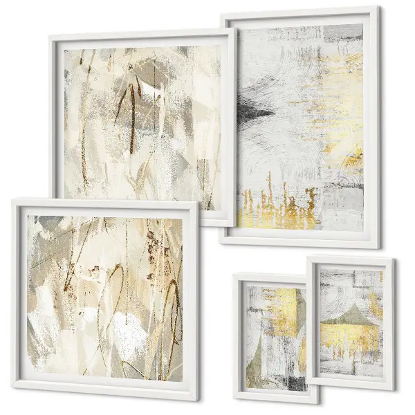 Gallery wall met stijlvolle abstracte patronen
