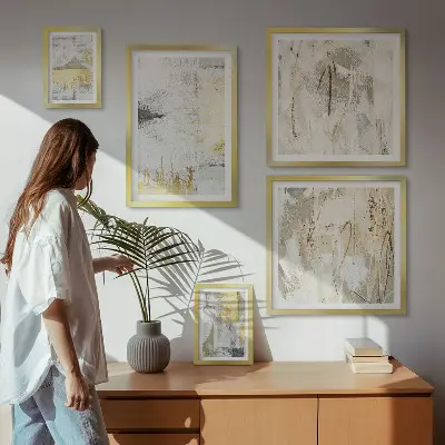 Gallery wall met stijlvolle abstracte patronen