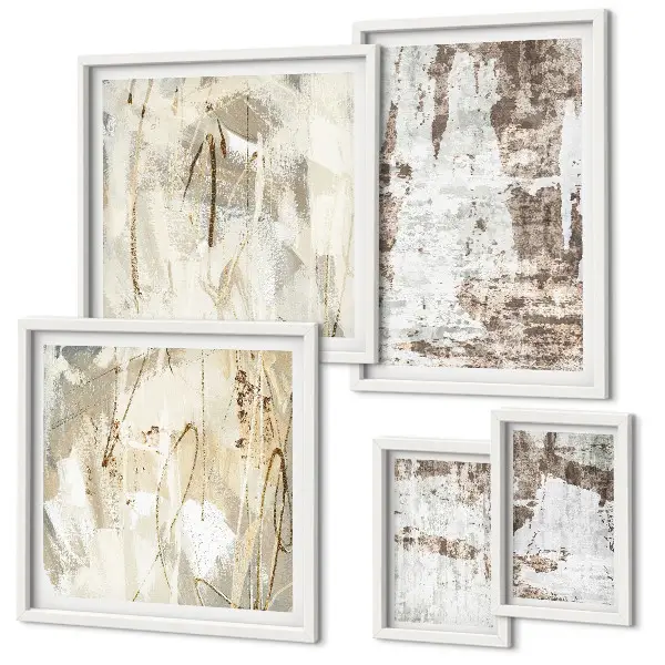 Set van moderne schilderijen met abstracte neutrale composities