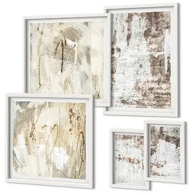 Moderne schilderijen set Abstracte neutrale composities