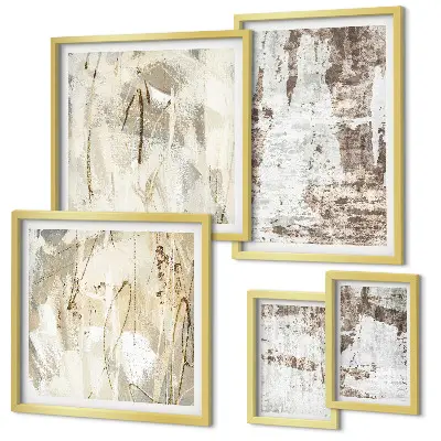 Set van moderne schilderijen met abstracte neutrale composities