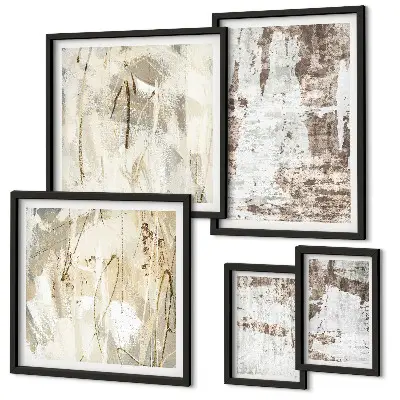 Set van moderne schilderijen met abstracte neutrale composities