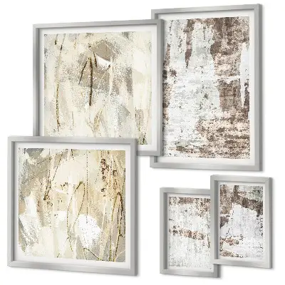 Set van moderne schilderijen met abstracte neutrale composities