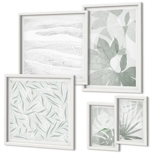 Gallery wall met plantaardige groene motieven
