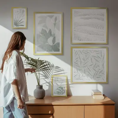 Gallery wall met plantaardige groene motieven
