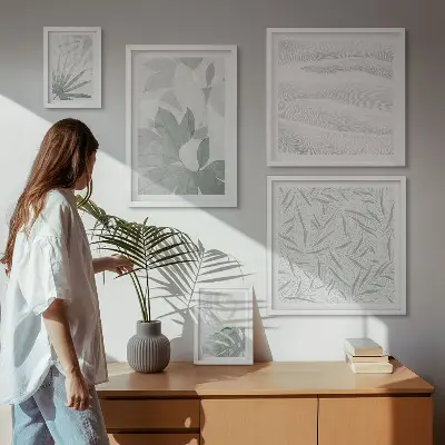 Gallery wall met plantaardige groene motieven