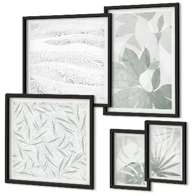Gallery wall met plantaardige groene motieven