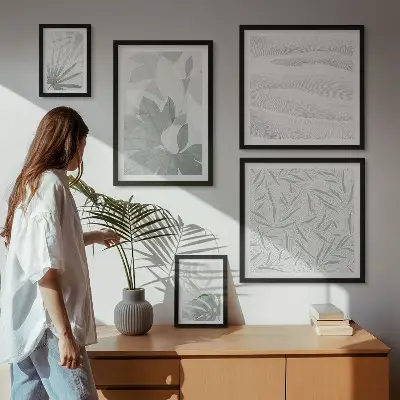 Gallery wall met plantaardige groene motieven