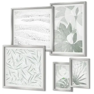 Gallery wall met plantaardige groene motieven