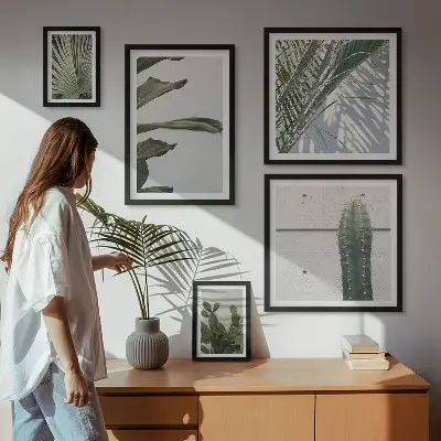 Wanddecoratie met plantenmotief moderne compositie