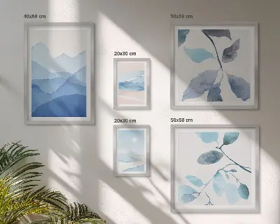 Moderne schilderijen set natuurblauw minimalistisch design