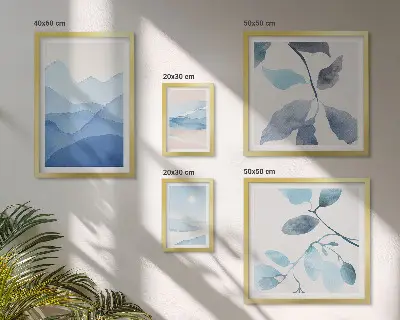 Moderne schilderijen set natuurblauw minimalistisch design